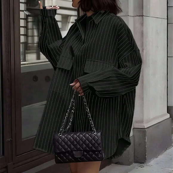 Black Casual Women's Long Sleeve Shirt - Picture 1 of 6